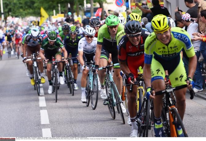 Nico Roche leads what remains of the peloton
