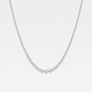 10 Ctw Round Lab Grown Diamond Graduated Riviera Fashion Necklace 14k White Gold, Fg, Vs2+