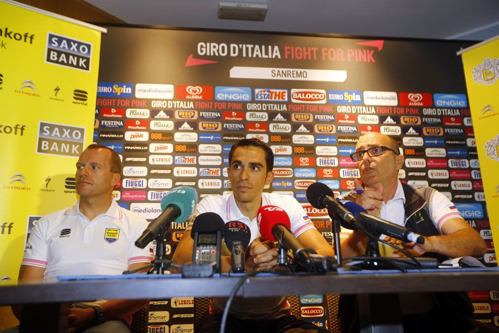 Alberto Contador talks at his pre-race press conference