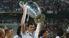 Gareth Bale lifts the trophy during the Real Madrid celebration