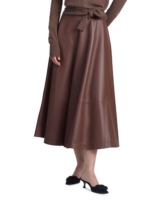Varda Leather Midi Skirt