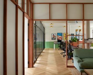 drama republic offices colourful and gridded interiors