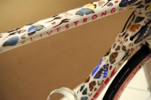 Bike decorated a bike with real butterflies and used in Tour de France stage 21 to Paris.