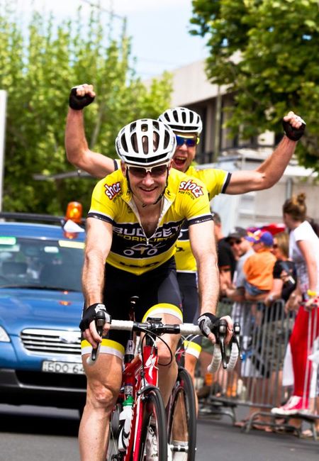 Peter Herzig and Michael Cupitt celebrate