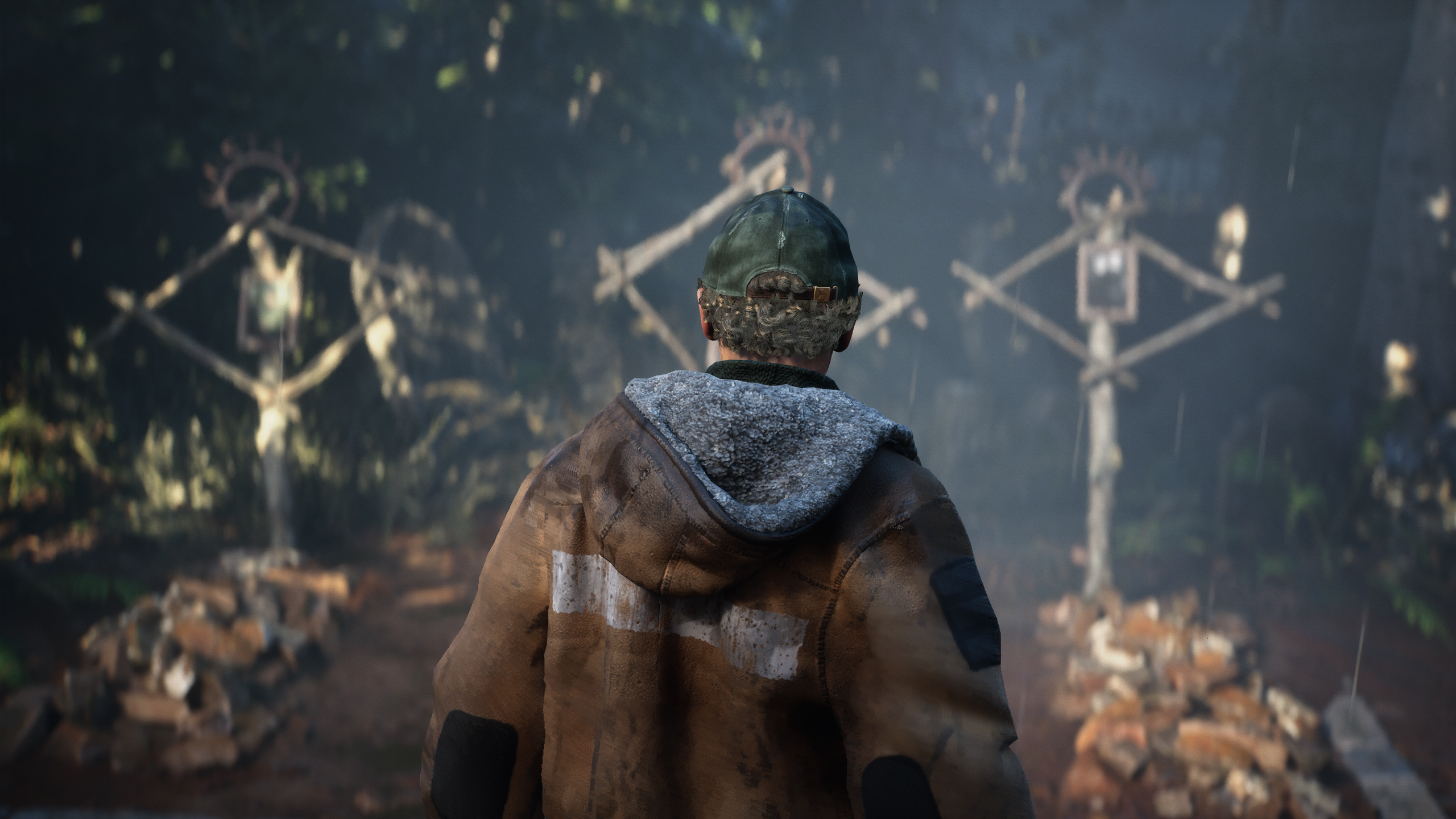 The player looks at graves in Hell is Us.