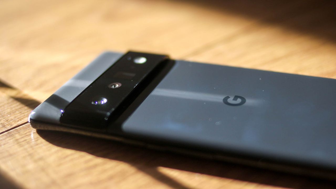 A photograph of the Google Pixel 6 Pro face-down on a table