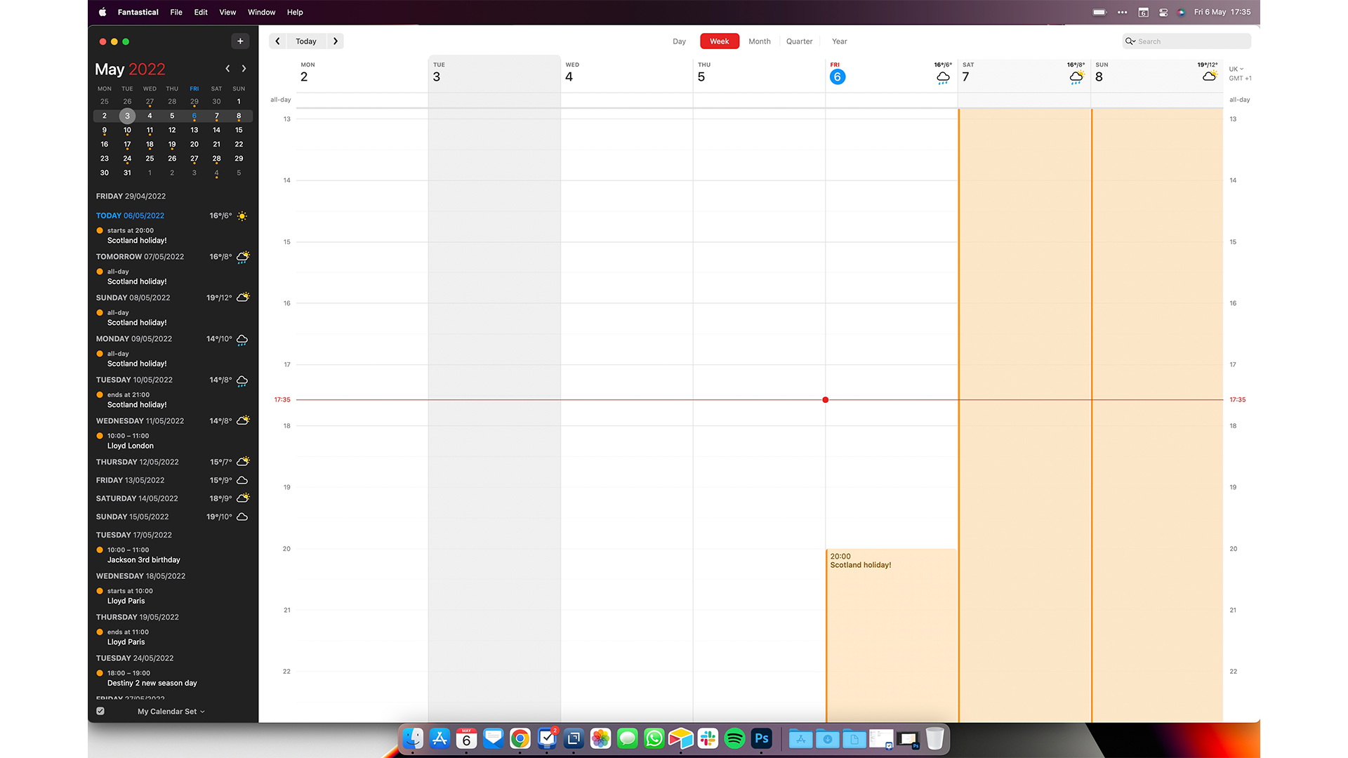 Tampilan Kalender yang fantastis di macOS