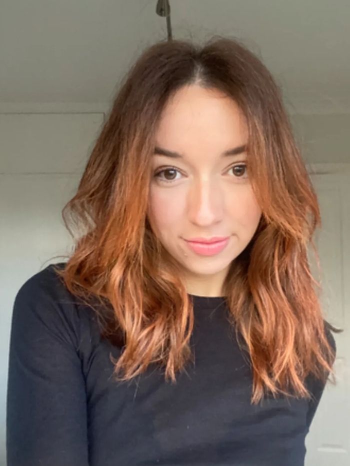 Social media editor Megan Storey testing the By Terry concealer