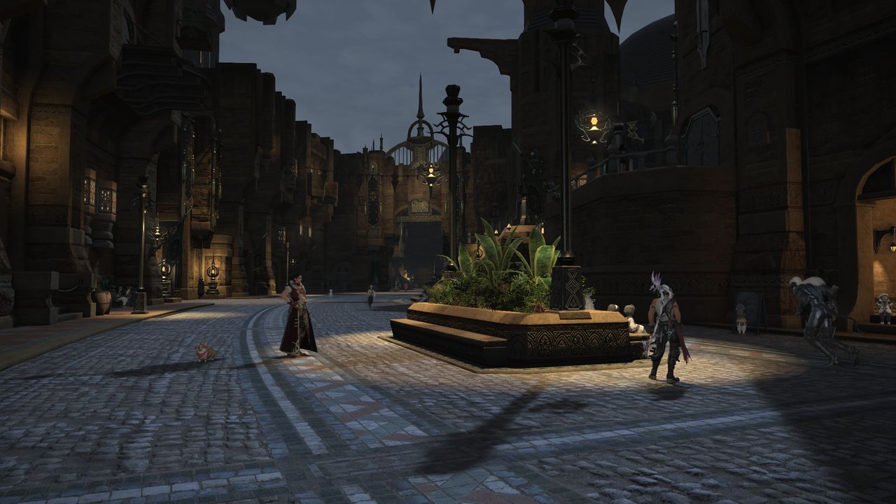Several images displaying the impact of Final Fantasy 14: Dawntrail's graphics update on older zones.