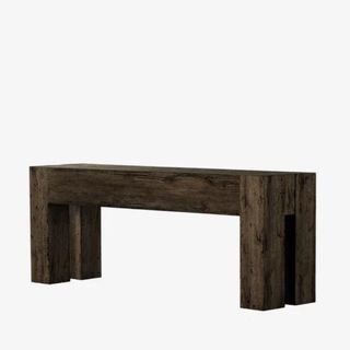 A dark wood console table