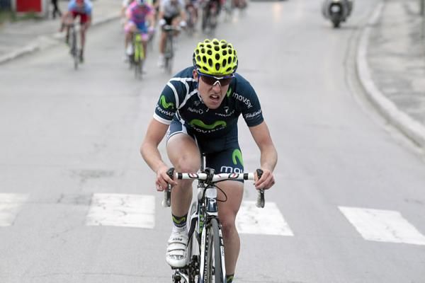 Angel Madrazo (Movistar) attacked in the closing kilometres.