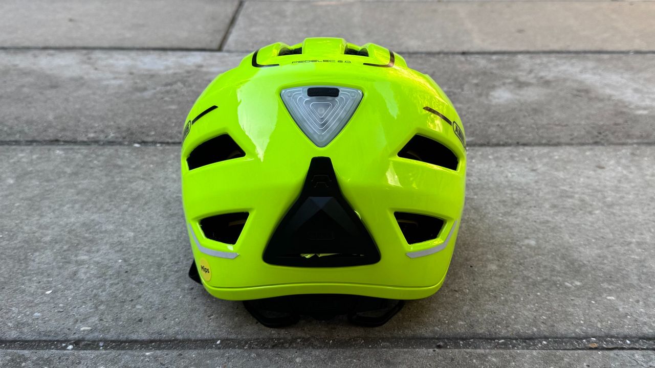 The Abus Pedelec 2.0 MIPS with rear light and rain cover compartment