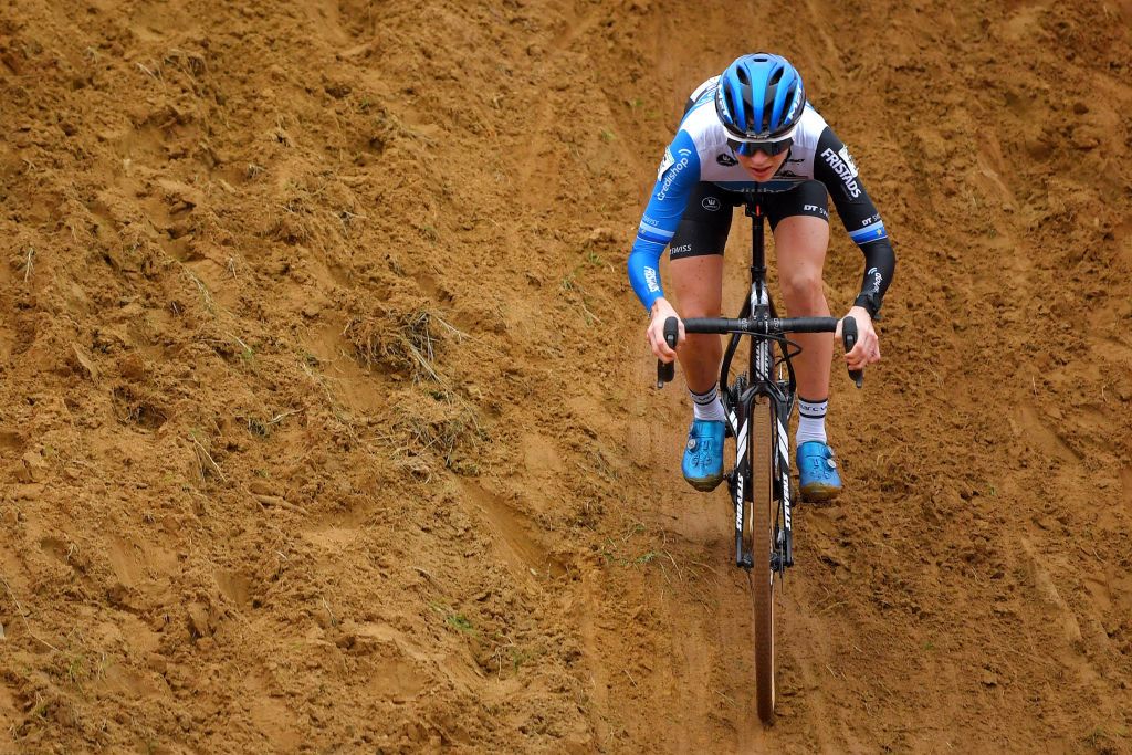 ZOLDER BELGIUM DECEMBER 26 Yara Kastelijn of The Netherlands and Team Credishop Fristads during the 16th HeusdenZolder World Cup 2020 Women Elite CX SPHeusdenZolder SuperprestigeCX Cyclocross on December 26 2020 in Zolder Belgium Photo by Luc ClaessenGetty Images