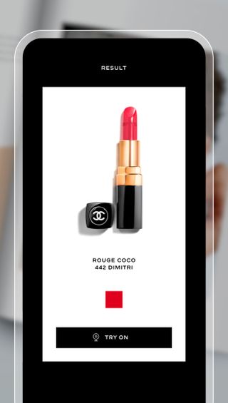 Chanel lipscanner app showing lipstick on iphone