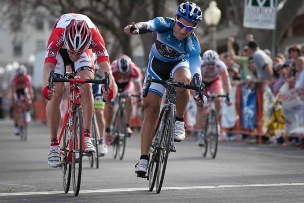 Ricky Escuela (Full Circle Sports) narrowly beats Kyle Wamsley (Bissell Pro Cycling) at the line to win stage 3 of the Merco Cycling Classic.