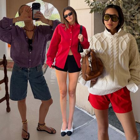 collage of influencers wearing shorts