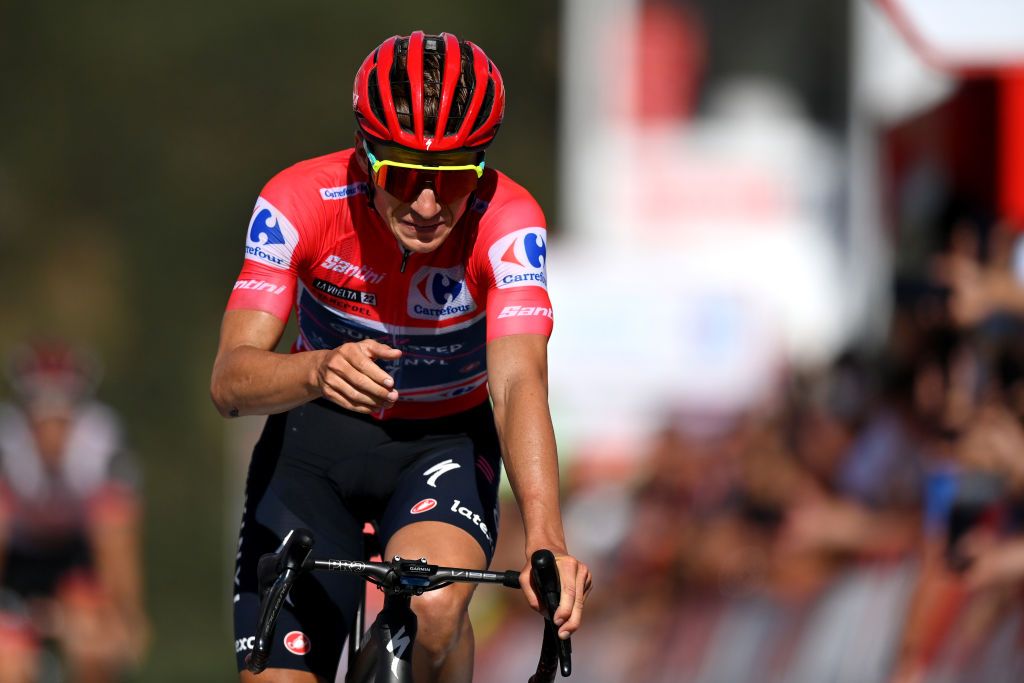 NAVACERRADA SPAIN SEPTEMBER 10 Remco Evenepoel of Belgium and Team QuickStep Alpha Vinyl Red Leader Jersey gets excited knowing hes the final winner after the 77th Tour of Spain 2022 Stage 20 a 181km stage from Moralzarzal to Puerto de Navacerrada 1851m LaVuelta22 WorldTour on September 10 2022 in Puerto de Navacerrada Spain Photo by Justin SetterfieldGetty Images