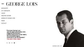 Portfolio site of George Lois with a man's portrait