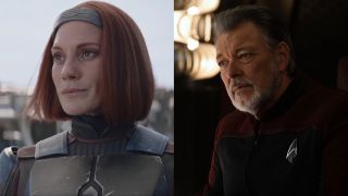 Katee Sackhoff as Bo-Katan Kryze and Jonathan Frakes as William Riker