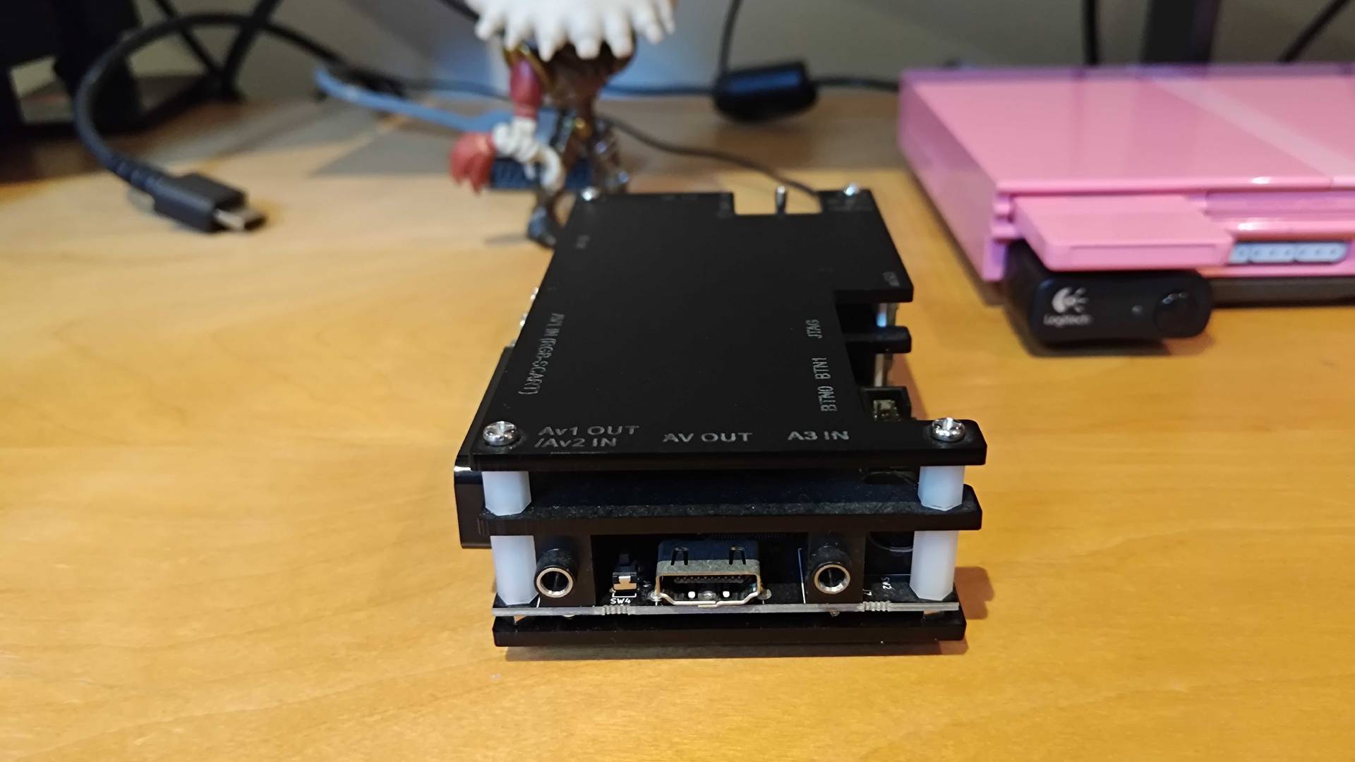 OSSC on bench with HDMI facing foward.
