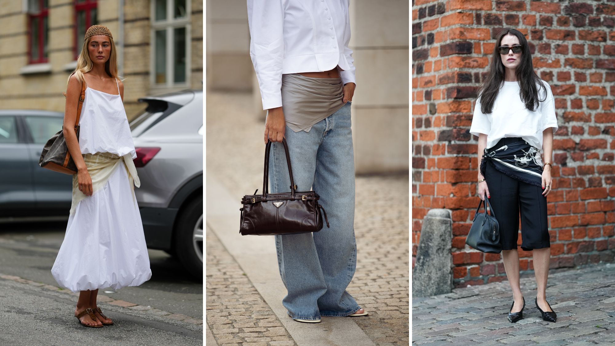 women wearing silk scarves on their waists during copenhagen fashion week