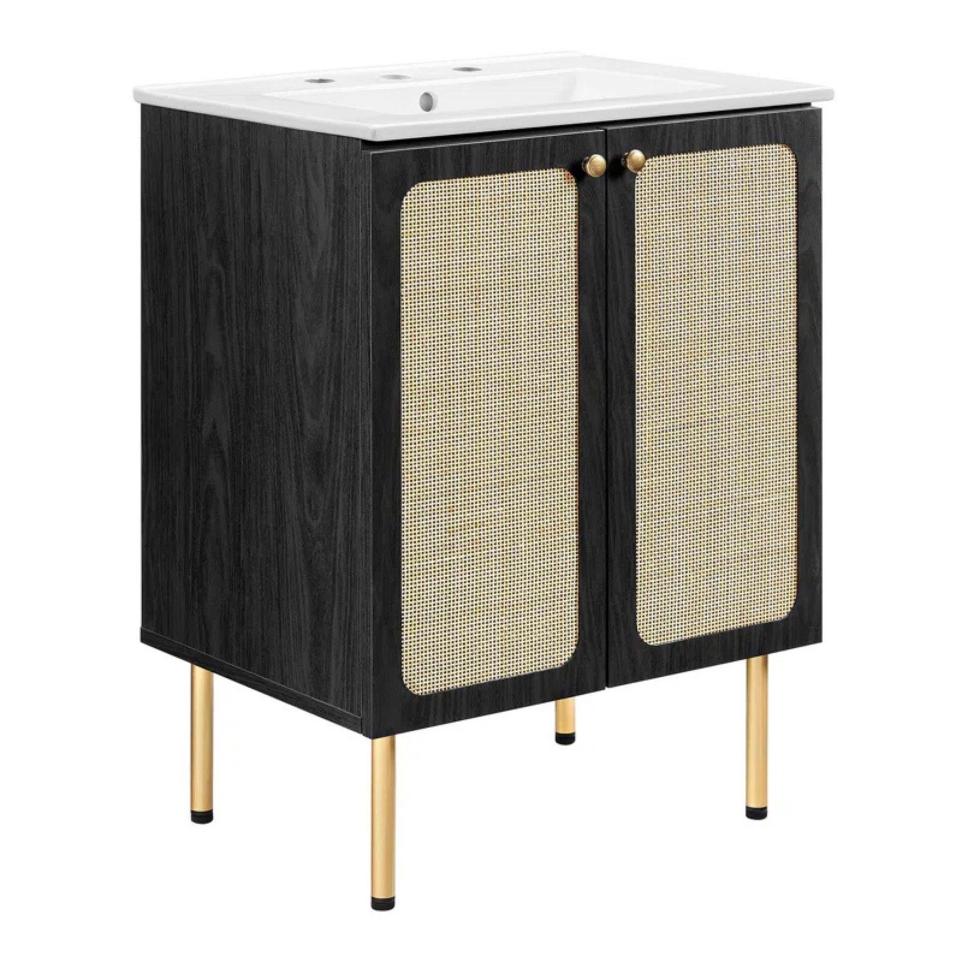 Chaucer Single Bathroom Vanity with Wood Top