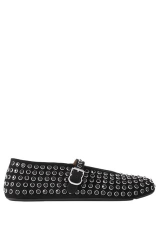 Alaïa Crystal-Embellished Suede Ballet Flats