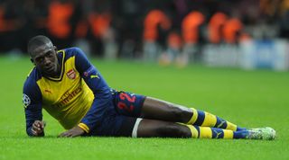 ISTANBUL, TURKEY - DECEMBER 09: Yaya Sanogo of Arsenal during the match between Galatasaray and Arsenal in the UEFA Champions League on December 9, 2014 in Istanbul, Turkey. (Photo by David Price/Arsenal FC via Getty Images)