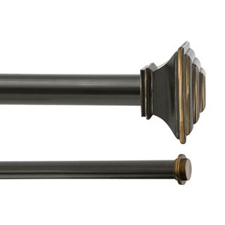 Kenney Mission Oil Rubbed Bronze Steel Double Curtain Rod with Finials