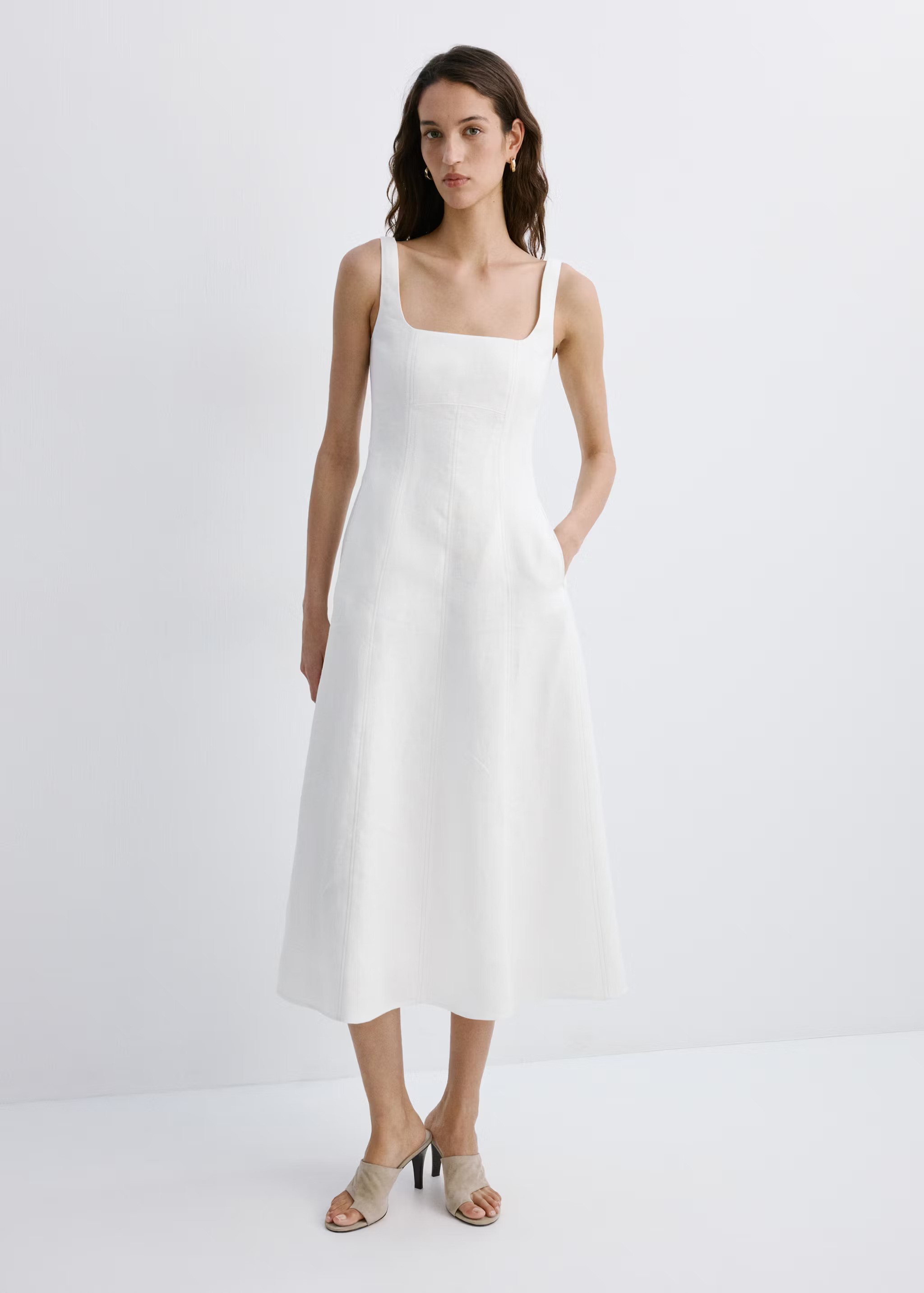MANGO, A-Line Linen Dress