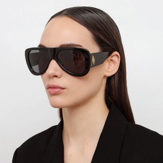 The Attico Edie Aviator Sunglasses in Black