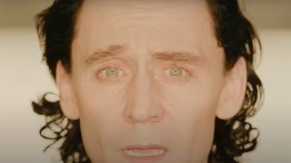 A close up shot of Tom Hiddleston's face in Loki season 2 episode 4