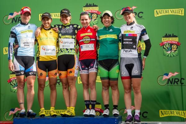 All of the jerseys for todays women's race.