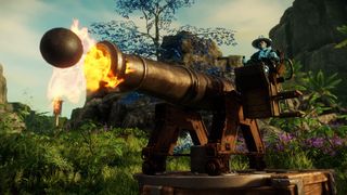 New World character firing a cannon