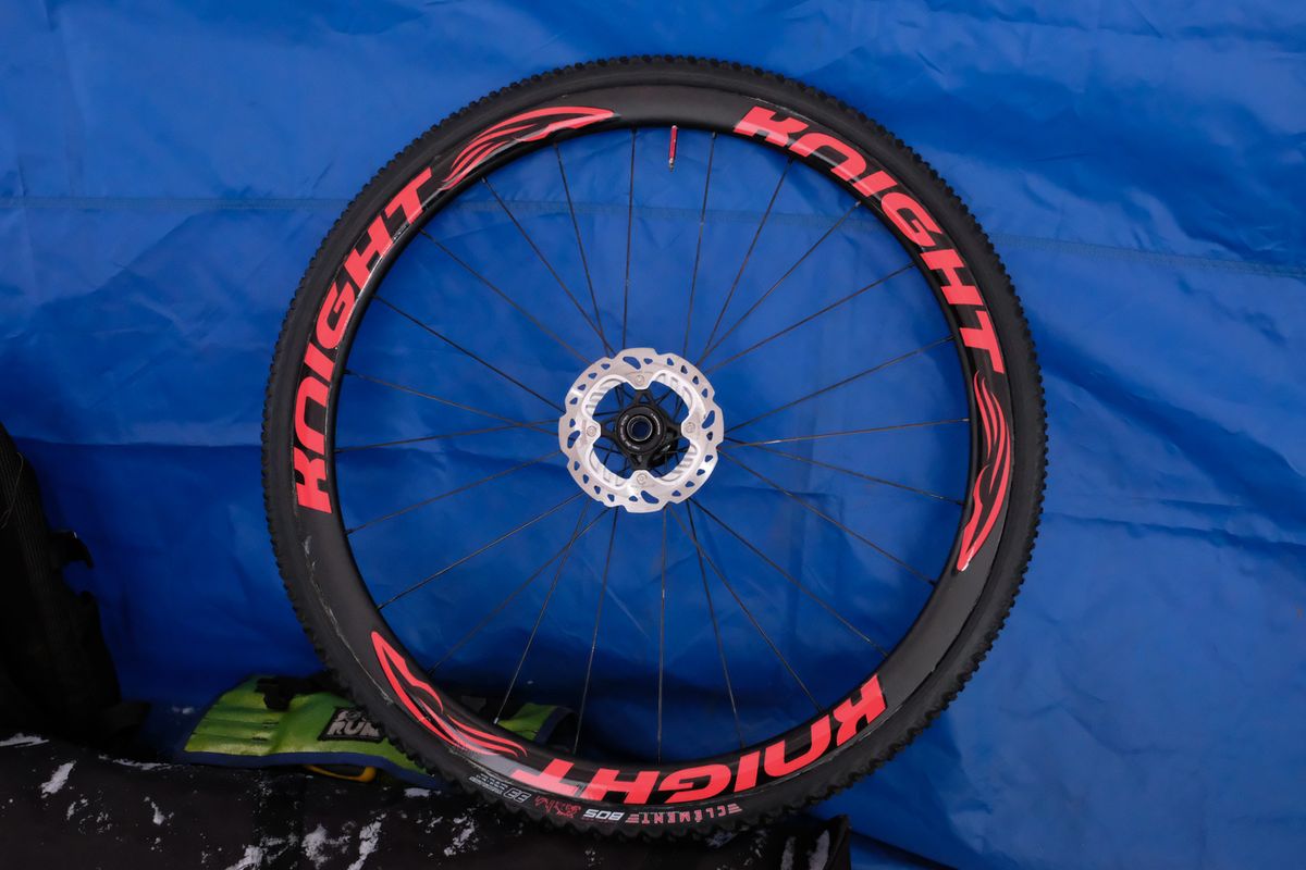 Compton uses Knight Composites carbon wheels and chose Shimano RT-99 rotors for the icy conditions