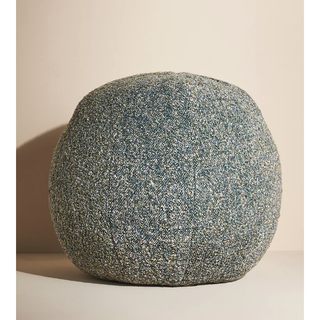 grey and blue tonal boucle ball pillow