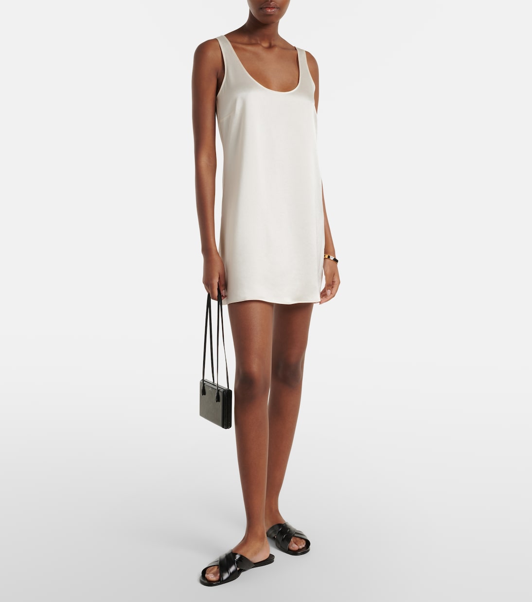 Barb Satin Minidress in White - Leset