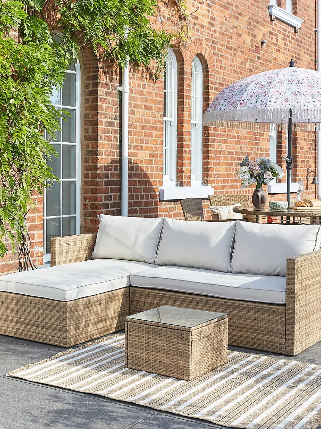 Dunelm, Malta Rattan Garden Sofa Lounger Set