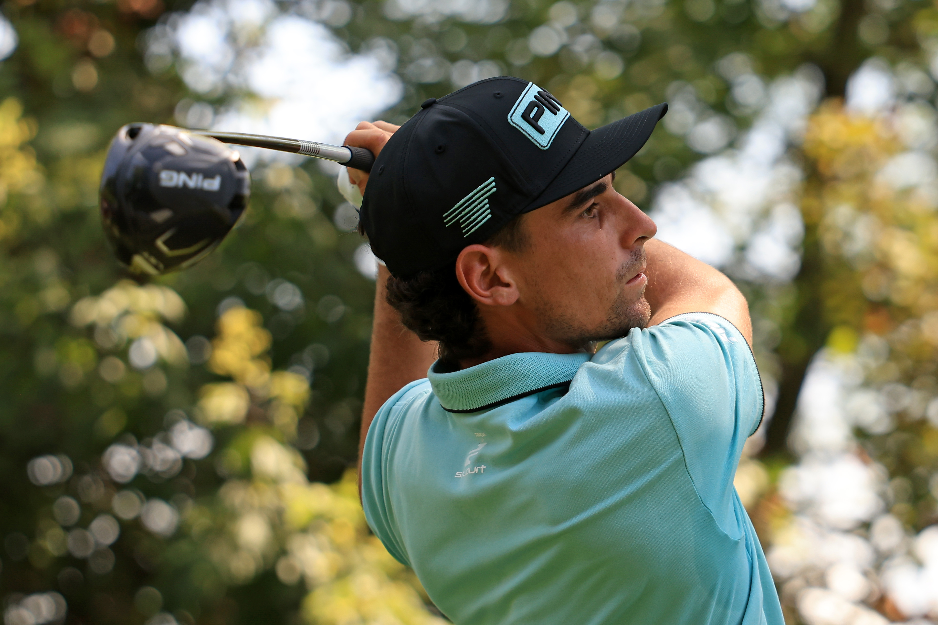 Joaquin Niemann hits a driver off the tee