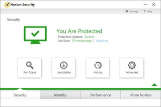Norton security screenshot saying "you are protected"
