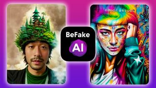 Ai generated portraits and the BeFake logo
