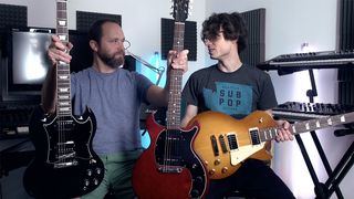 Simon Arblaster and Michael Astley-Brown demo the Les Paul Doublecut, SG Standard and Les Paul Tribute from Gibson's 2019 range.