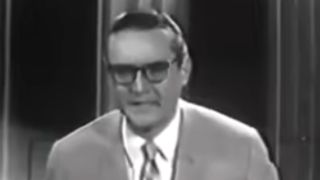 A close up of Steve Allen on his famous show in the 1950s