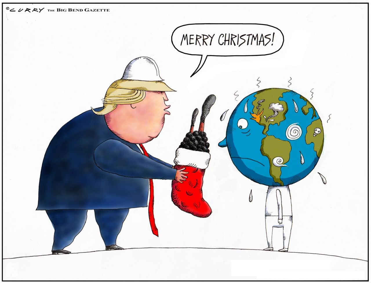 U.S. Merry Christmas Trump earth climate change stocking coal