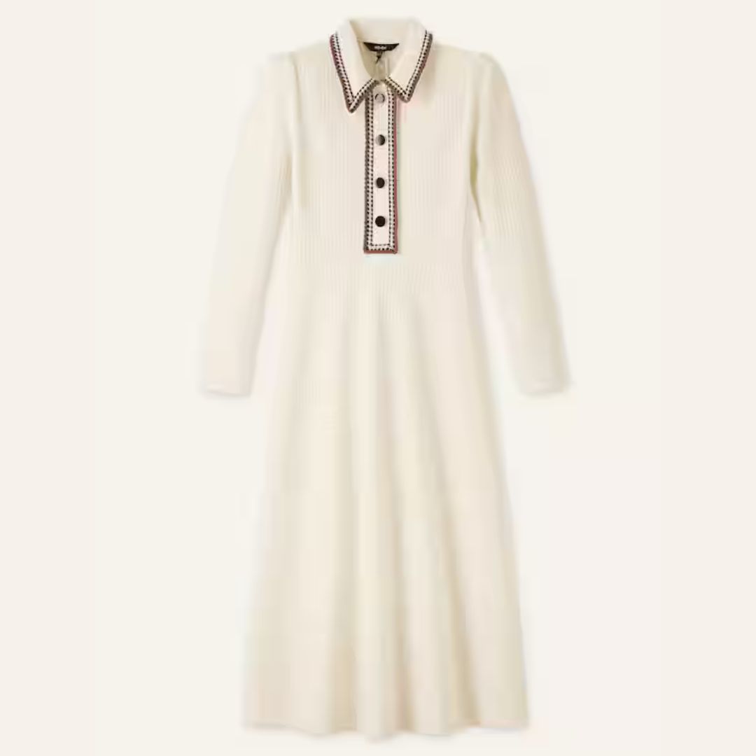 ME+EM Cream Fit-And-Flare Dress