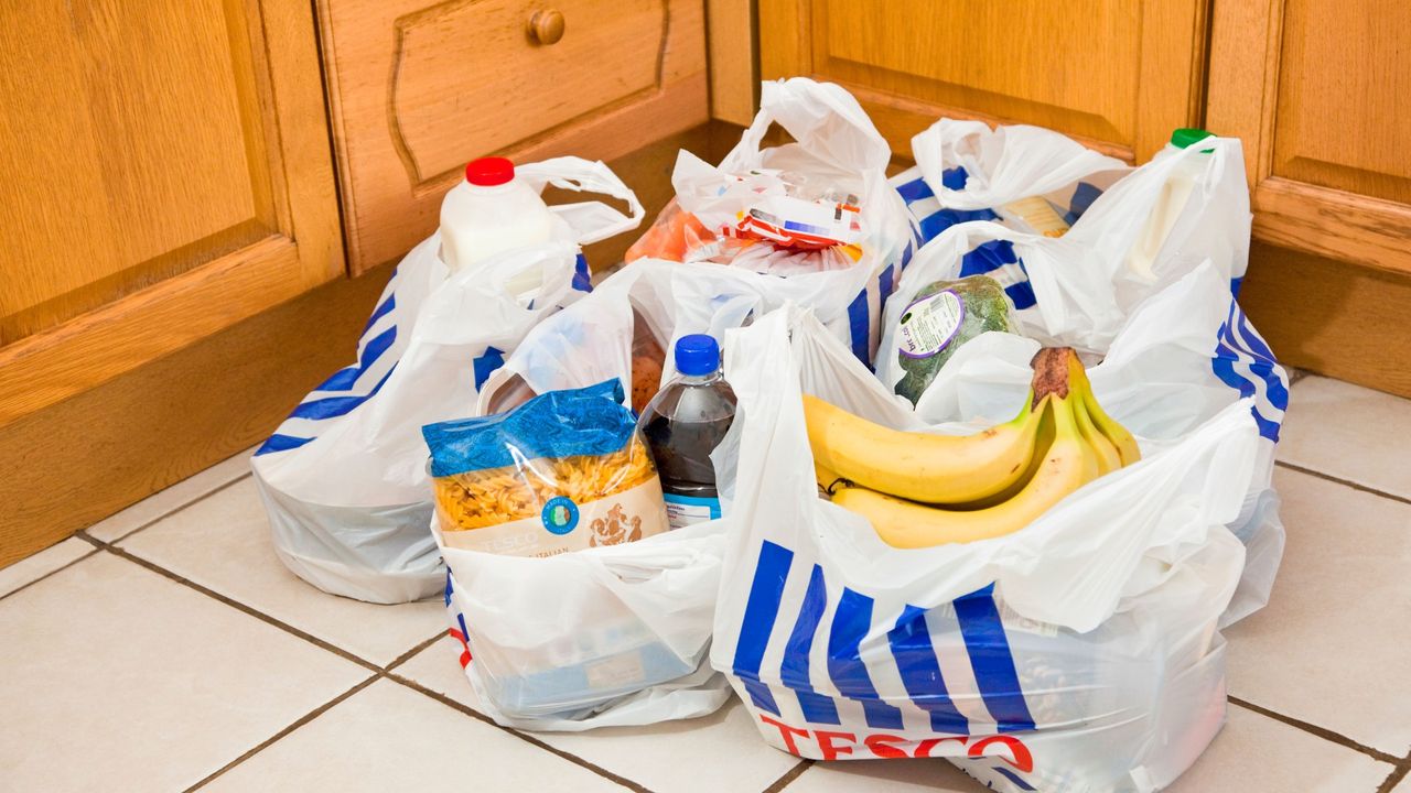 Tesco bags full of shopping