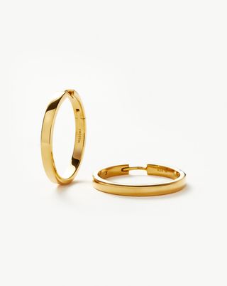 Classic Flat Medium Hoop Earrings | 18ct Gold Vermeil