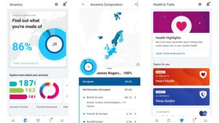 Screenshots showing 23andMe on Android