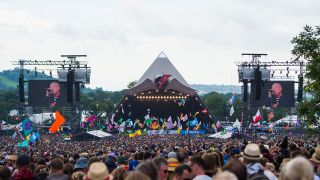 A shot of the Glastonbury festival pyramid stage