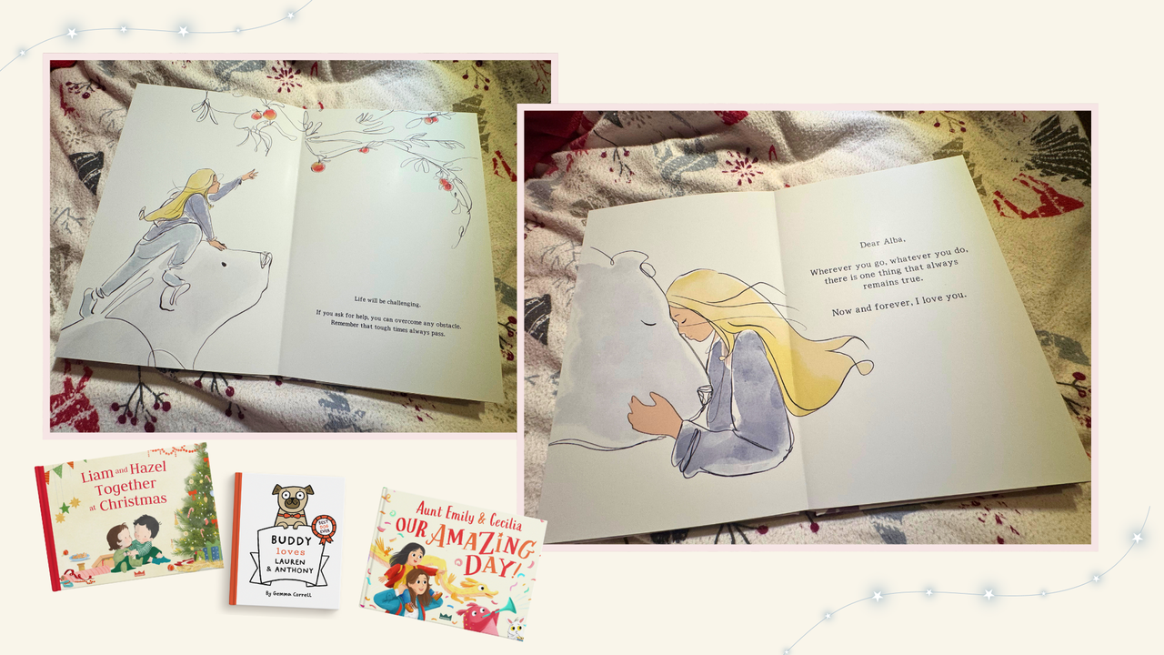 A collage of images of Wonderbly books